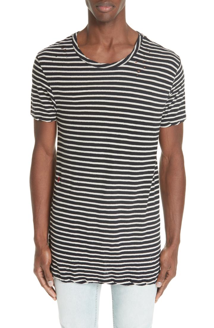 Men's Ksubi Sinister Distressed Stripe T-shirt, Size - None