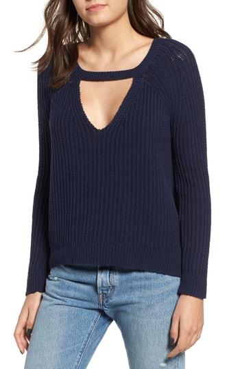 Women's Rvca Case Keyhole Sweater - Blue
