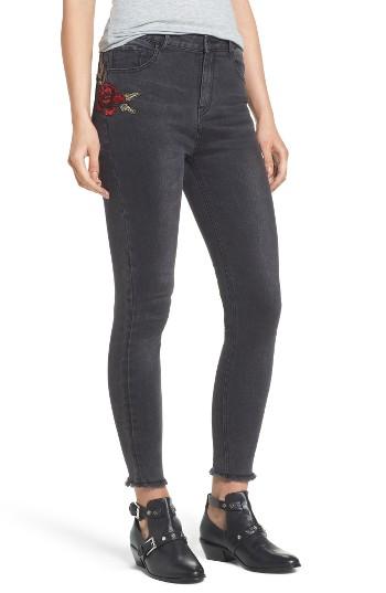 Women's Lira Clothing Nina Floral Embroidered Skinny Jeans - Black