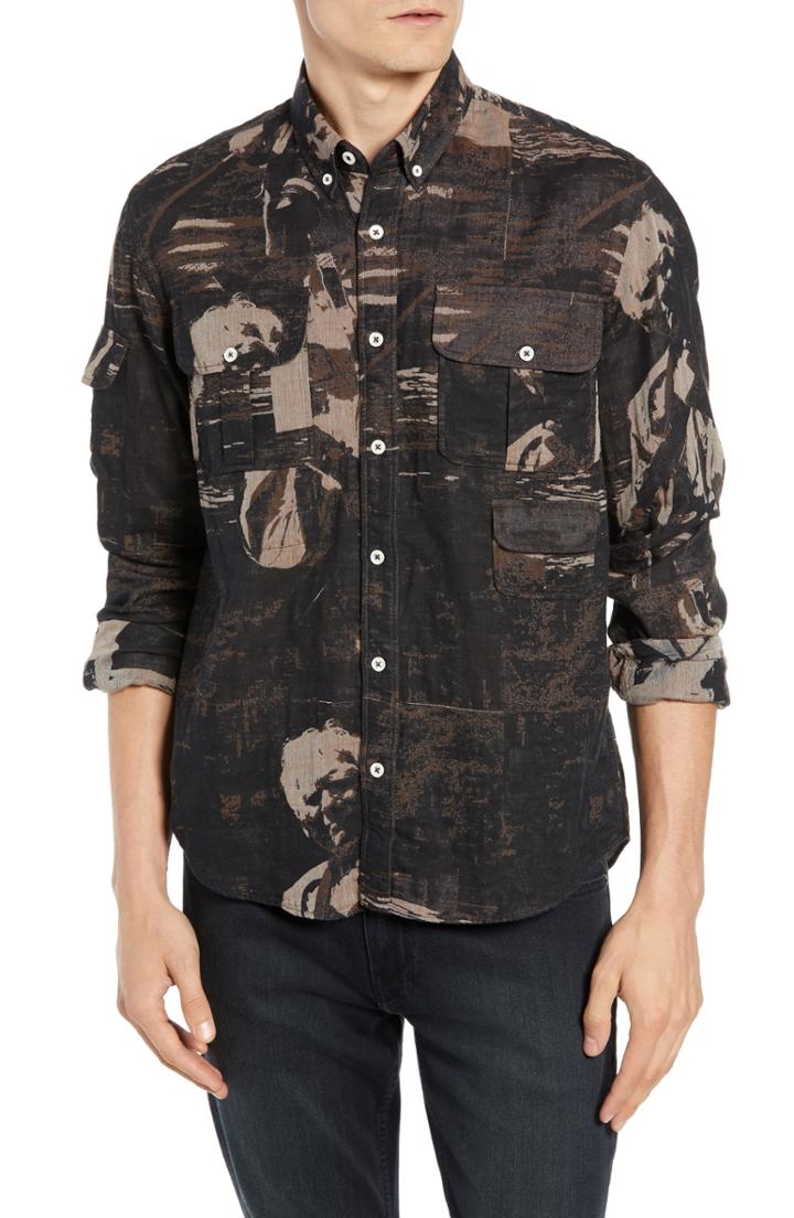 Men's Billy Reid Charles Patterned Fishing Shirt - Brown