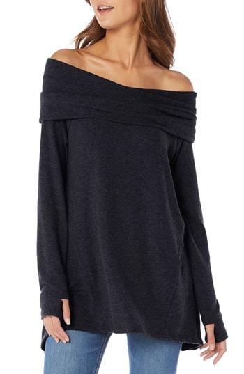 Women's Michael Stars Madison Brushed Convertible Swing Tunic Top - Black