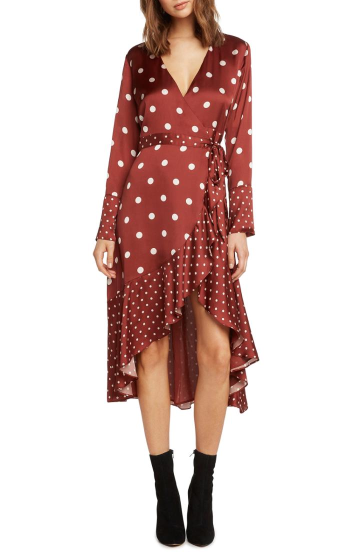 Women's Willow & Clay Mix Dot Satin Wrap Dress - Red