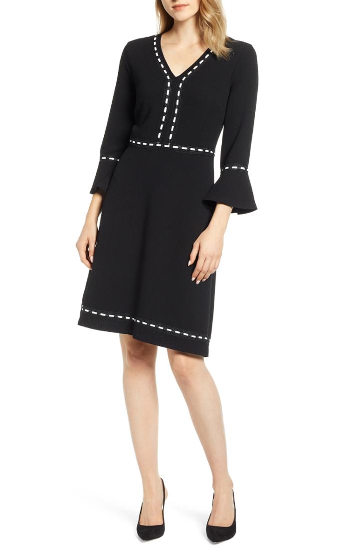 Women's Karl Lagerfeld Paris Bell Sleeve Sheath Dress - Black
