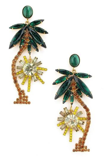 Women's Elizabeth Cole Pamela Crystal Palm Earrings