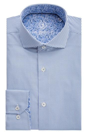 Men's Bugatchi Trim Fit Geometric Dress Shirt .5 - Blue