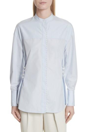 Women's 3.1 Phillip Lim Faux Pearl Button Cotton Blouse - Blue