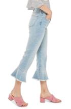 Women's Topshop Dree Frill Hem Kick Flare Jeans 32 - Blue