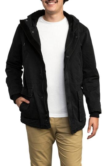 Men's Rvca Ground Control Ii Cotton Parka - Black