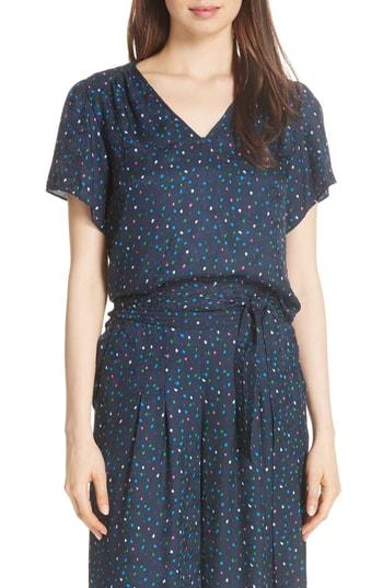 Women's Rebecca Taylor Speckled Silk Blouse - Blue