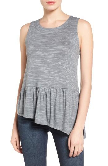 Women's Gibson Asymmetrical Ruffle Hem Top - Grey