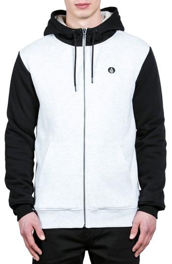 Men's Volcom Single Stone Zip Hoodie - White