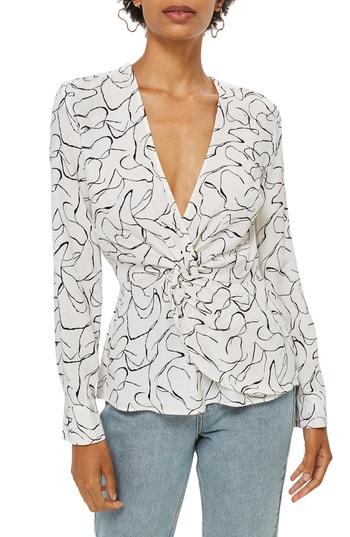 Women's Topshop Obsession Twist Front Blouse Us (fits Like 14) - Ivory