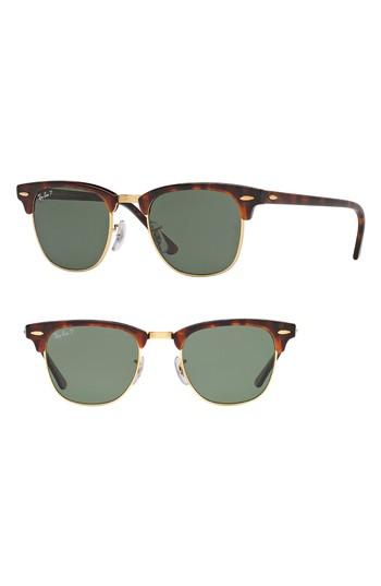 Men's Ray-ban Clubmaster 51mm Polarized Sunglasses - Red Havana