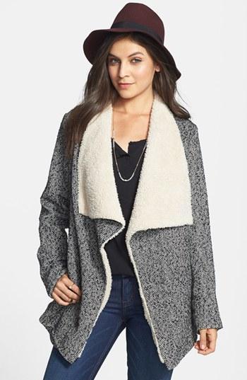 Tulle Drape Front Faux Shearling Jacket (juniors)