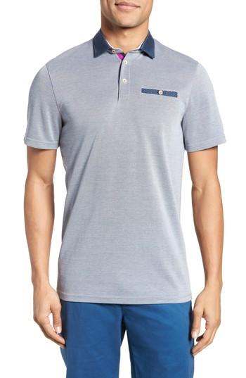 Men's -ted Baker London Mikey Trim Fit Polo (l) - Blue