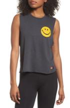 Women's Aviator Nation Smiley Muscle Tee - Grey