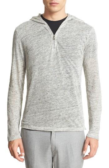 Men's John Varvatos Collection Melange Linen Quarter Zip Hoodie