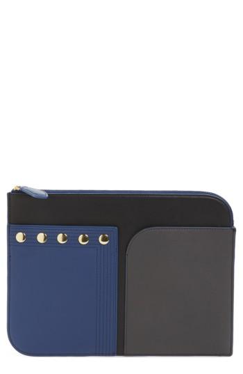 Diane Von Furstenberg Large Colorblock Leather Zip Pouch - Blue