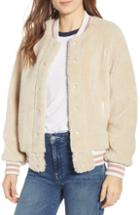 Women's Mother The Snap Faux Shearling Letterman Jacket - White