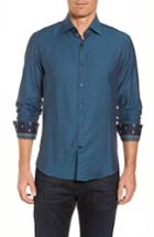 Men's Stone Rose Slim Fit Diamond Twill Sport Shirt (l) - Blue