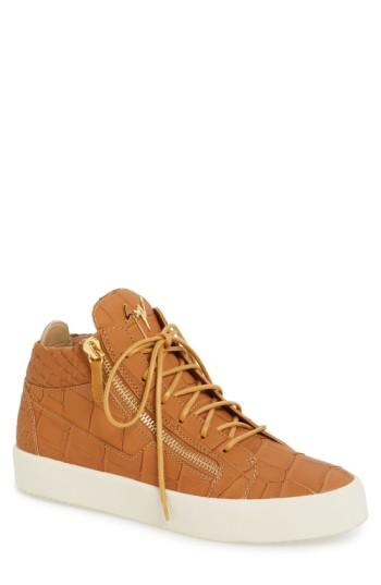 Men's Giuseppe Zanotti Embossed Mid Top Sneaker Eu - Brown
