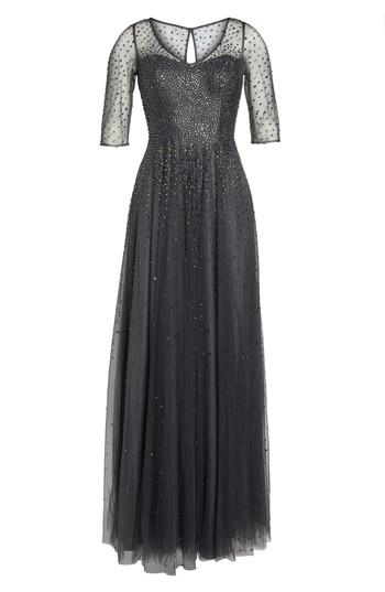 Women's La Femme Waterfall Embellished Gown - Grey