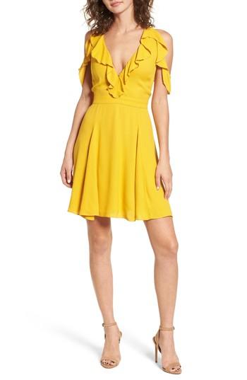 Women's Afrm Enzo Cold Shoulder Fit & Flare Dress