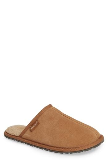 Men's Minnetonka Franklin Scuff Slipper M - Beige