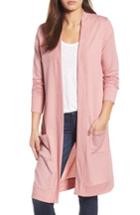 Women's Caslon Long French Terry Cardigan, Size - Pink