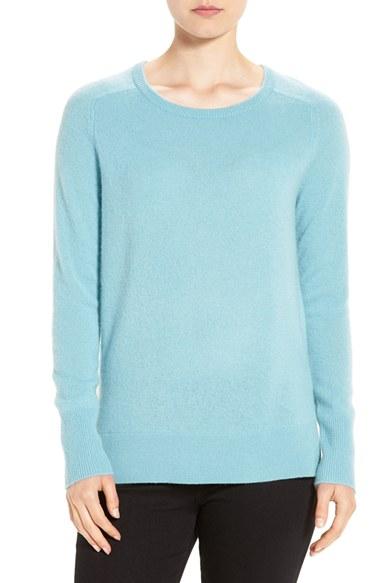 Women's Halogen Crewneck Lightweight Cashmere Sweater - Blue