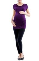 Women's Kimi And Kai Ruched Cowl Neck Maternity Tee - Purple