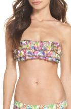 Women's Pilyq Sequin Ruffle Bandeau Bikini Top, Size D - Green
