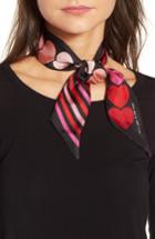 Women's Kate Spade New York Heart Stripe Silk Skinny Scarf, Size - Black