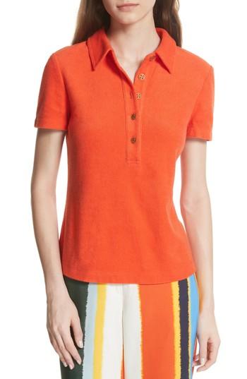 Women's Tory Burch Lennox Terry Cloth Polo - Orange