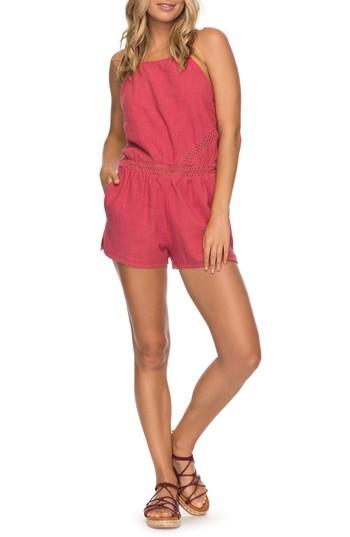 Women's Roxy Desert Hikes Cotton Romper - Pink