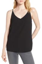 Women's 1.state Spaghetti Strap Lattice Back Tank, Size - Black