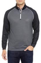 Men's Bugatchi Regular Fit Stripe Quarter Zip Pullover, Size - Black