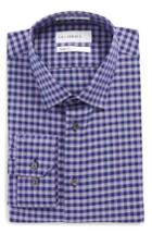 Men's Calibrate Trim Fit Stretch Non-iron Check Dress Shirt 32/33 - Purple