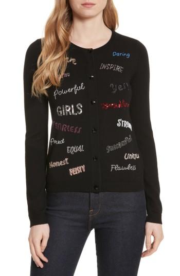 Women's Alice + Olivia Ruthy Feminist Phrases Cardigan