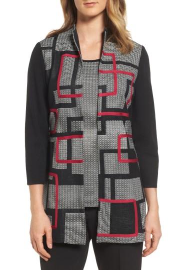 Women's Ming Wang Textured Knit Long Jacket - Black