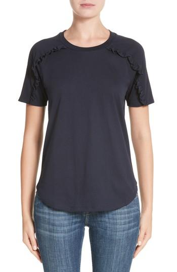 Women's Burberry Tamega Ruffle Cotton Jersey Tee