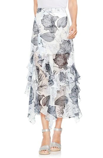 Women's Vince Camuto Ruffle Island Floral Midi Skirt - White