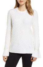 Women's Karl Lagerfield Paris Embellished Sleeve Sweater - White