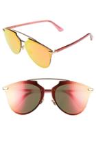 Women's Dior Reflected Prism 63mm Oversize Mirrored Brow Bar Sunglasses - Red/ Gold/ Red