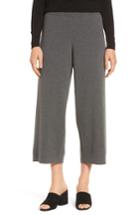 Petite Women's Eileen Fisher Wide Leg Crop Wool Pants P - Brown