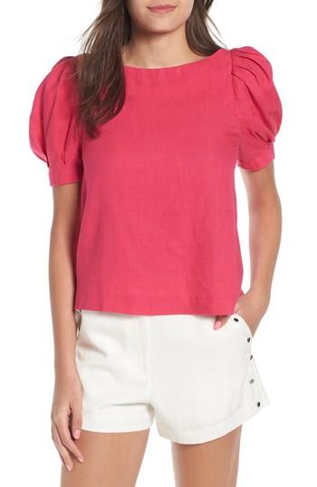 Women's J.o.a. Puff Sleeve Linen Top - Pink