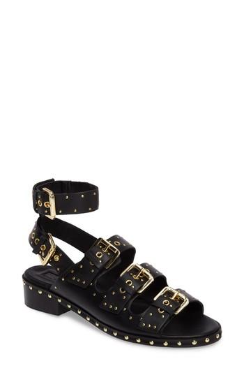 Women's Topshop Frank Studded Buckle Sandal .5us / 38eu - Black