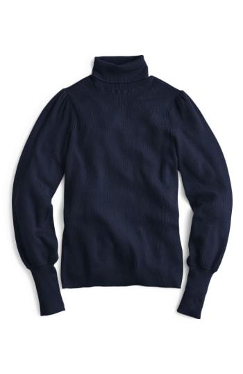 Women's J.crew Balloon Sleeve Turtleneck Sweater, Size - Blue