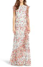 Women's Ml Monique Lhuillier Floral Embroidered Mesh Gown - Pink
