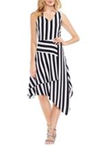 Women's Vince Camuto Spectator Stripe Asymmetrical Hem Dress - Black